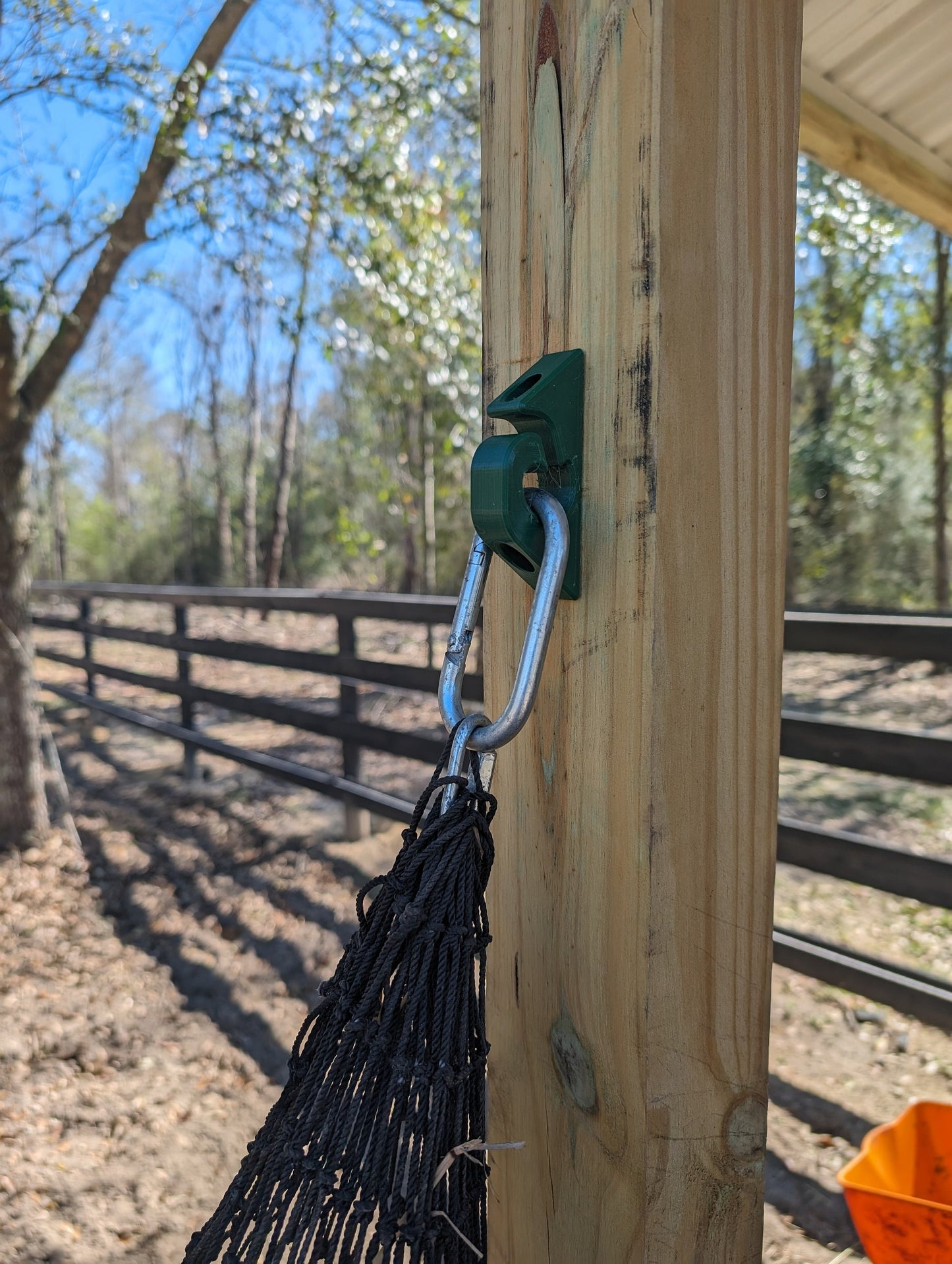 hay net on bucket hanger. alternative use