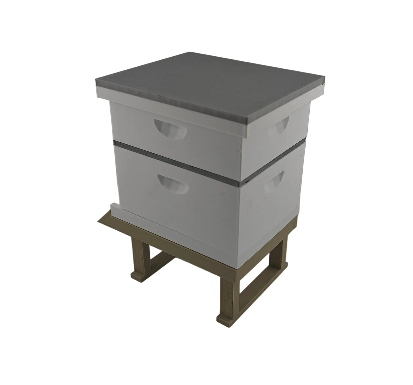 Miniature Beekeeping hive with two boxes on a white background back iso 2