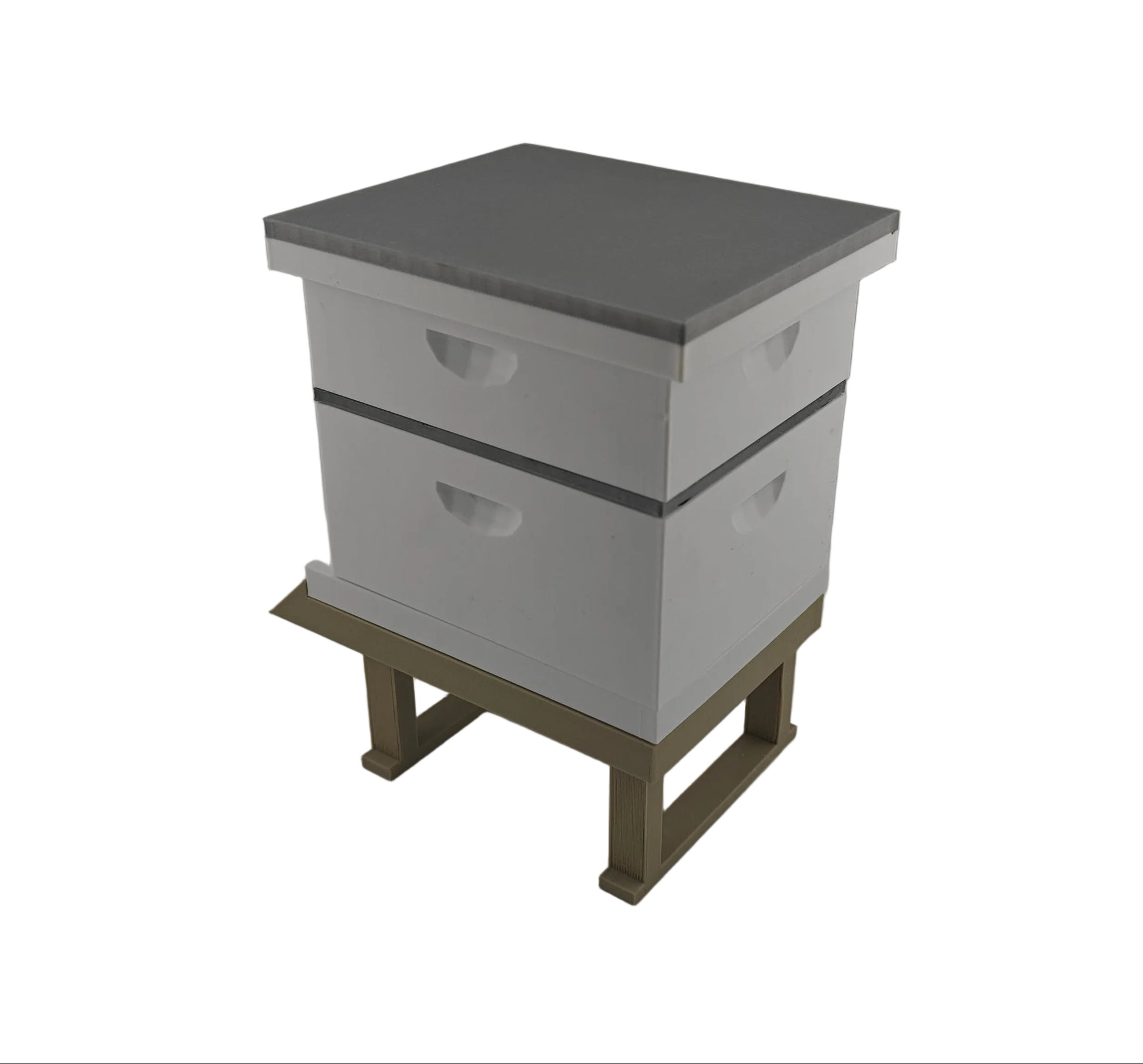 Miniature Beekeeping hive with two boxes on a white background back iso 2