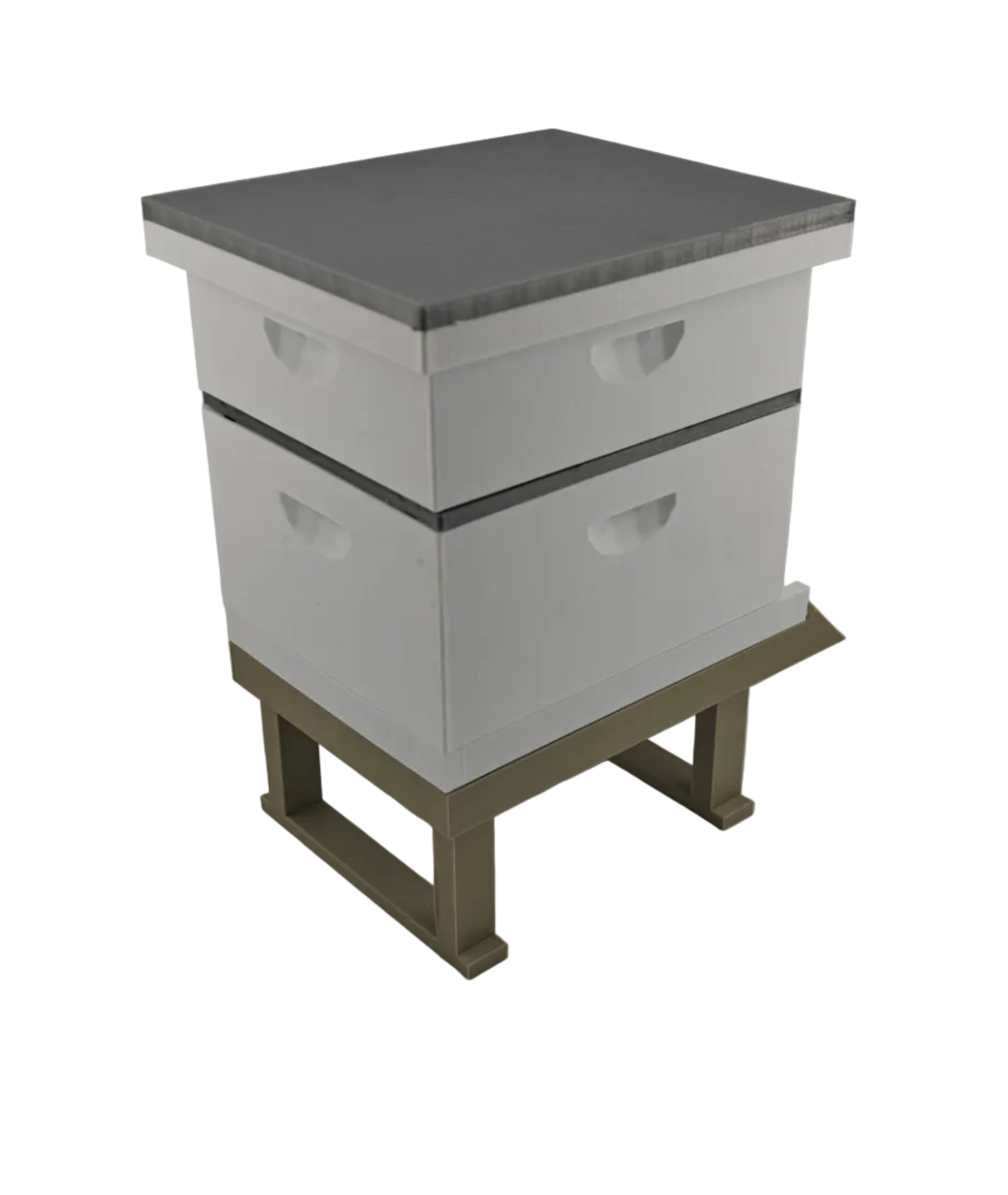 Miniature Beekeeping hive with two boxes on a white background back iso