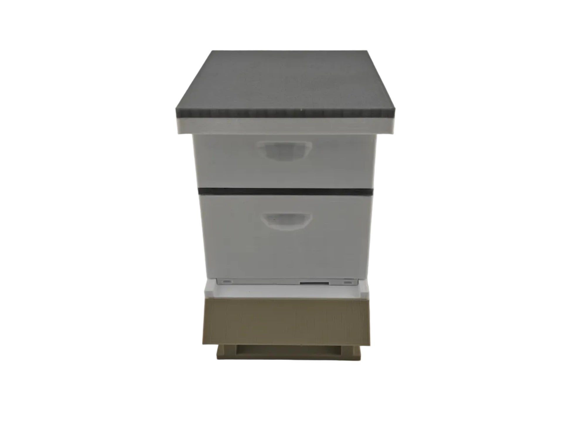 Miniature Beekeeping hive with two boxes on a white background front