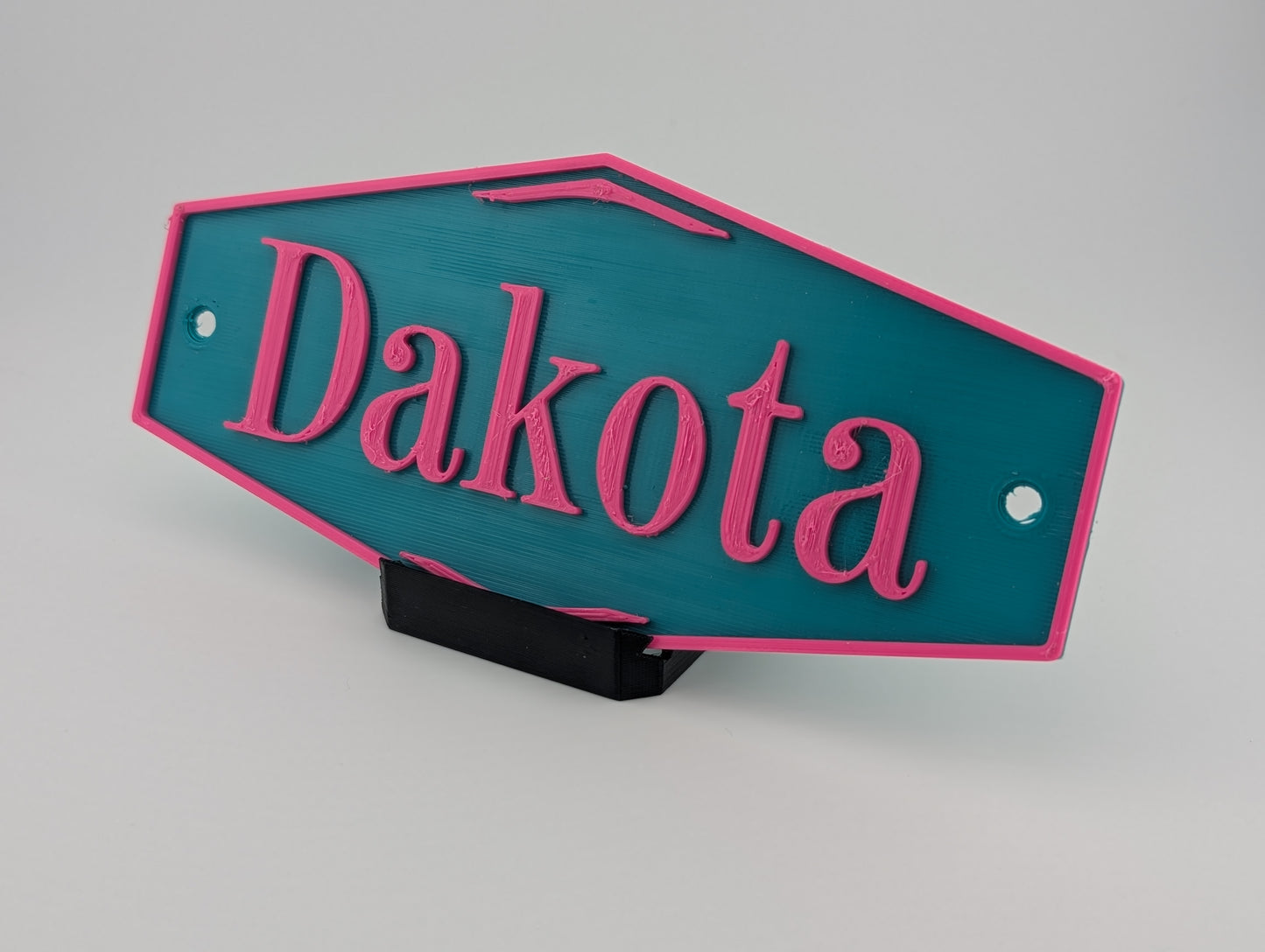 Stall Nameplate - Hexagon  - Screw In or Hanging Tabs- Multicolor - One or Two Lines - Logo