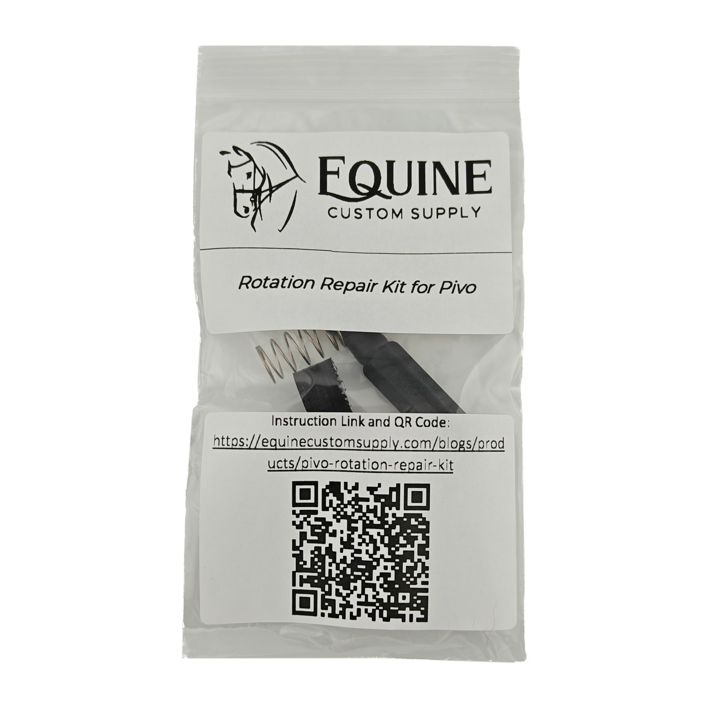 Equine Custom Supply Rotation Repair Kit for Pivo packaging with QR code on a white background