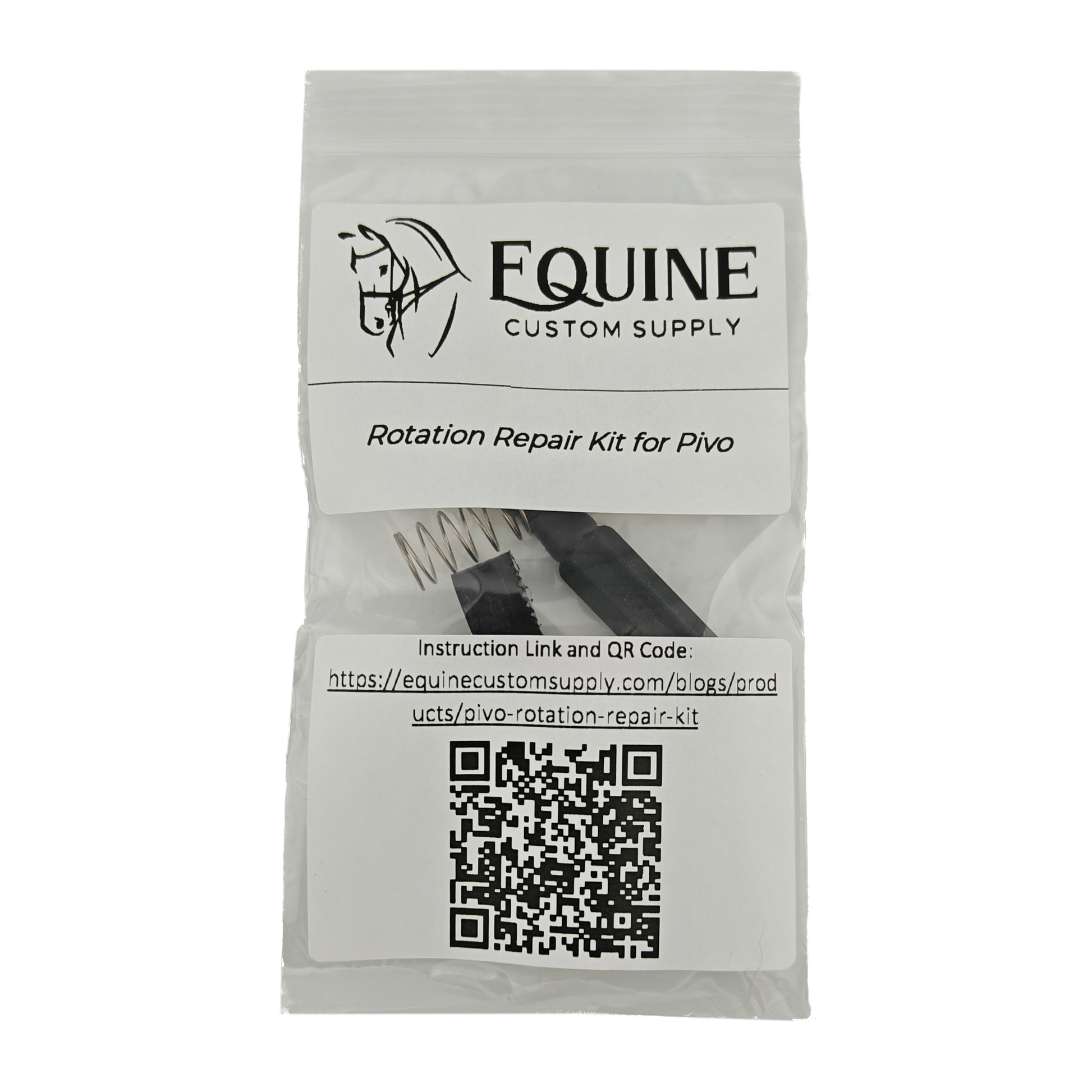 Equine Custom Supply Rotation Repair Kit for Pivo packaging with QR code on a white background