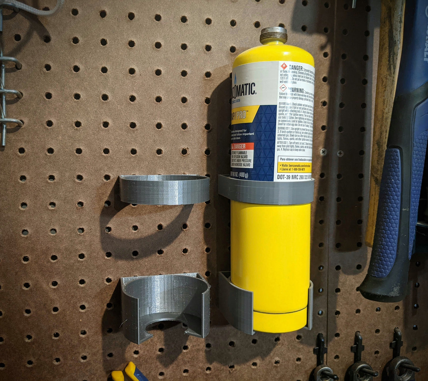 Propane Bottle Pegboard Holder - U.S. 1"x1" Pegboard Organization