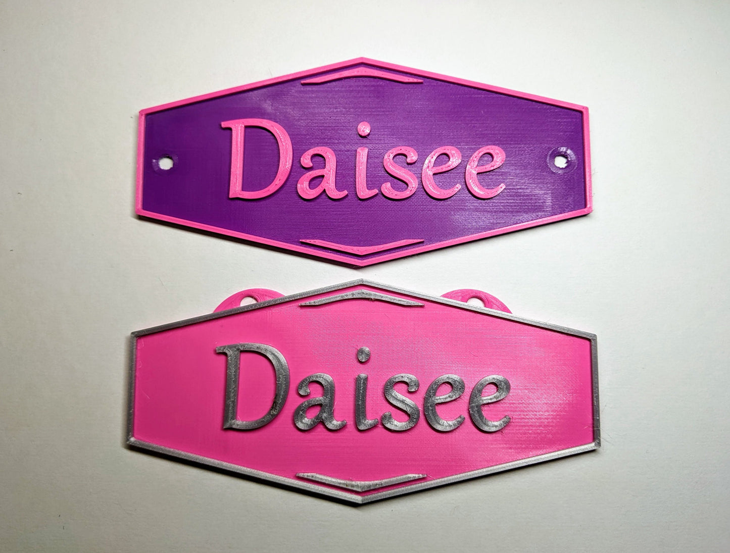 Stall Nameplate - Hexagon  - Screw In or Hanging Tabs- Multicolor - One or Two Lines - Logo